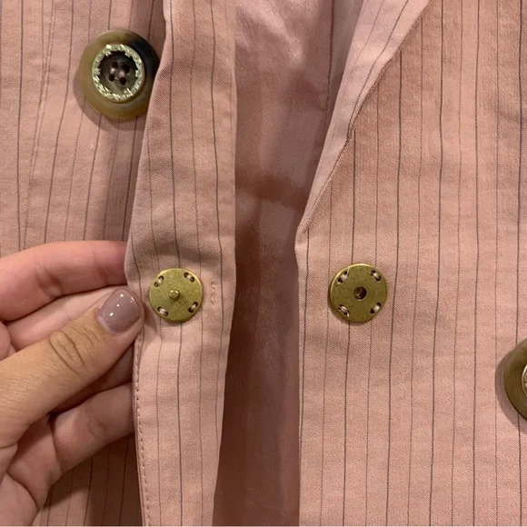 NEW Pinko Linen Double Breasted Pink Pinstripe Blazer Size 2 - Picture 10 of 12